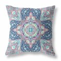 Palacedesigns 16 in. Floral Geo Indoor Outdoor Throw Pillow Blue & Pink PA3096449